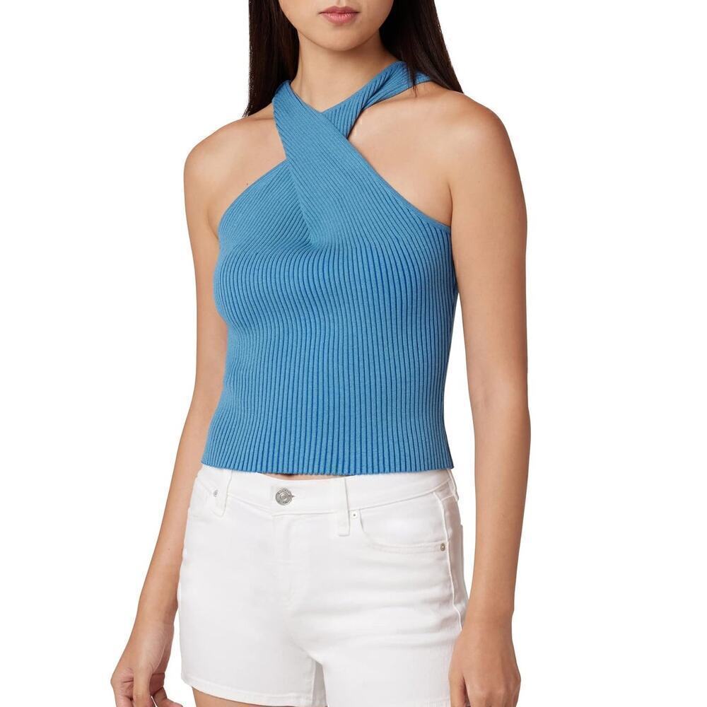 Hudson Jeans Fully Fashion Twist Tank Top Ribbed Crop Capri Breeze NWT Size XS